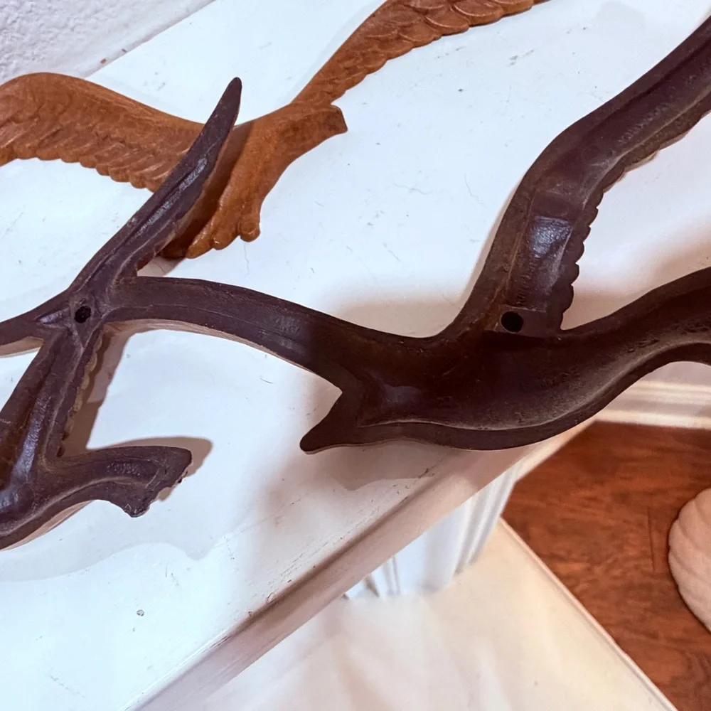 Vintage Faux Wood Flying Birds Wall Decor Set Mid Century Style Resin